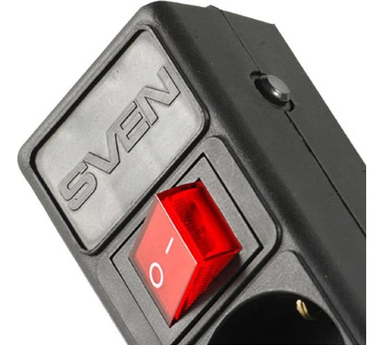 Сетевой фильтр 3м, 5 розеток, черный SVEN Optima Base 214