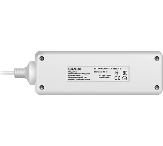 Удлинитель, 3 розетки, белый SVEN Standard 2G-3/3m 962