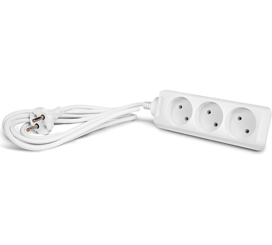 Удлинитель, 3 розетки, белый SVEN Standard 2G-3/1.5m SV-013899