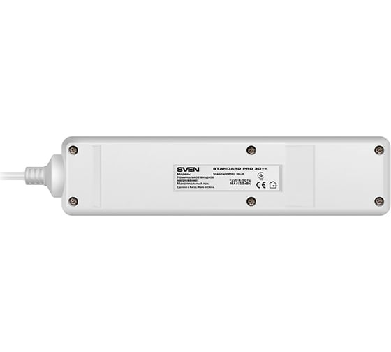 Удлинитель, 4 розетки, белый SVEN Standard PRO 3G-4/1.5m SV-012915