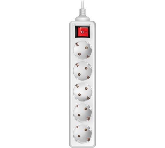 Удлинитель, 5 розеток, белый SVEN Standard PRO 3G-5/1.5m SV-013912