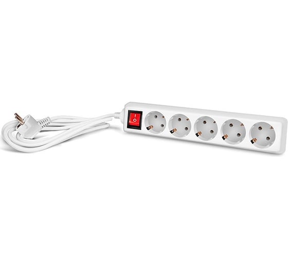 Удлинитель, 5 розеток, белый SVEN Standard PRO 3G-5/5m SV-013936