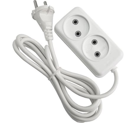 Бытовой удлинитель, 2 гнезда ПВС 2х1 GLANZEN EU-02-020N 00-00001127