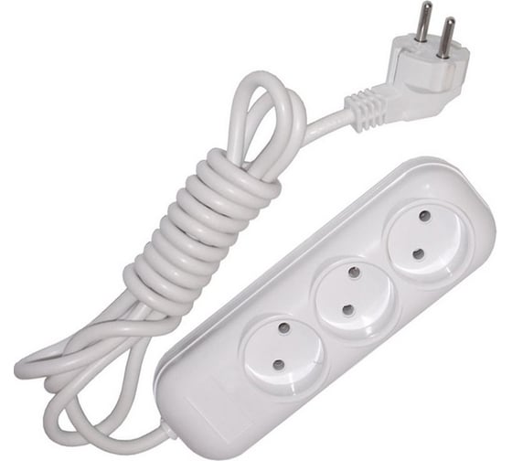 Бытовой удлинитель, 3 гнезда ПВС 2х0.75 GLANZEN EU-10-03S 00-00001068 1