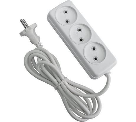 Бытовой удлинитель, 3 гнезда ПВС 2х1 GLANZEN EU-03-030N 00-00001130