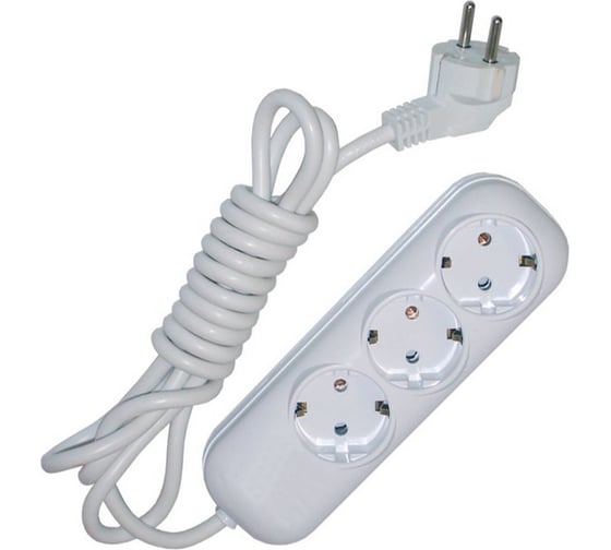 Бытовой удлинитель, 3 гнезда ПВС 3х1 GLANZEN EU-10-03Z 00-00000993