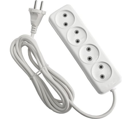 Бытовой удлинитель, 4 гнезда ПВС 2х1 GLANZEN EU-03-040N 00-00001135