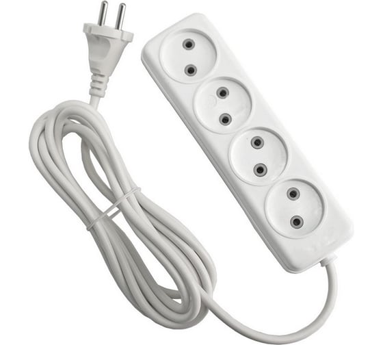 Бытовой удлинитель, 4 гнезда ПВС 2х1 GLANZEN EU-03-040N 00-00001135 1