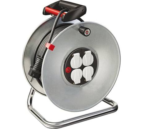 Удлинитель на катушке нержавеющая сталь 25м 4 розетки 230В 3500Вт 16А 3x1.5 BRENNENSTUHL GARANT 1195056