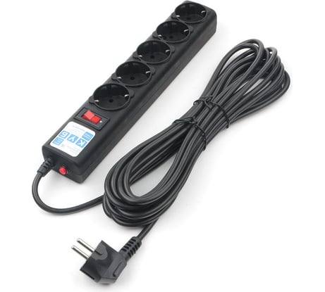 Фильтр-удлинитель Power Cube 5,0 м 5 розеток (черный графит) 10А/2,2кВт, SPG5-С5