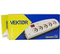 Сетевой фильтр VEKTOR com светло-серый 5м (компьютерный) 7750 26973218