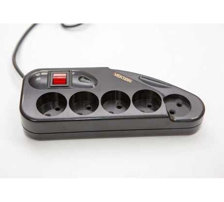 Сетевой фильтр VEKTOR lite 2.2кВт черный 3м (для бытовой техники без заземления) 16953