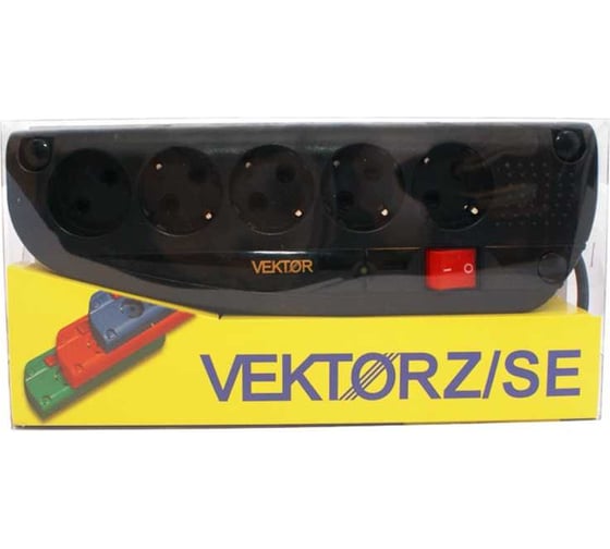 Сетевой фильтр VEKTOR se 2.2 кВт черный 1.8-2м (для аудио-видео техники) 7752