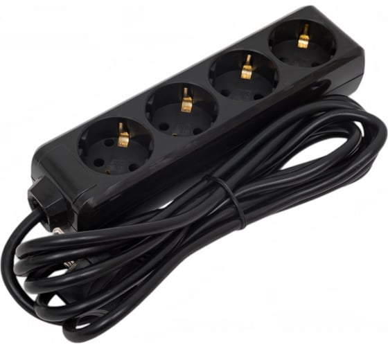 Удлинитель IEK у04 4 места с/з 3м 3x1мм2 16а 250в черный WYP10-16-04-03-Z-K02