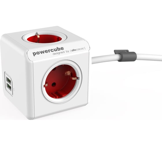 Сетевой удлинитель Allocacoc PowerCube Extended USB RED 1402RD/DEEUPC 1