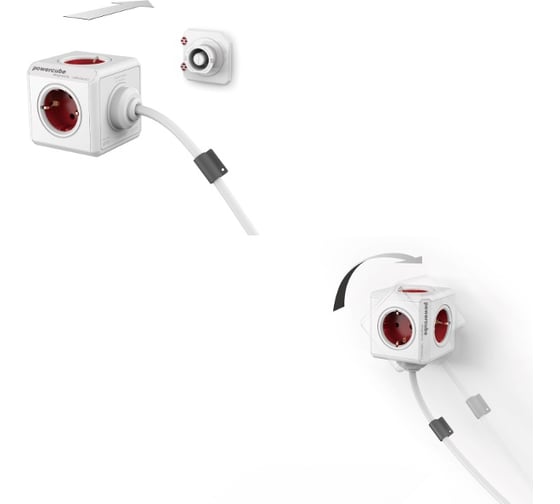 Сетевой удлинитель Allocacoc PowerCube Extended USB RED 1402RD/DEEUPC