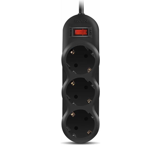 Фильтр SVEN SF-03L 3.0м, 3 розетки, черный SV-015039