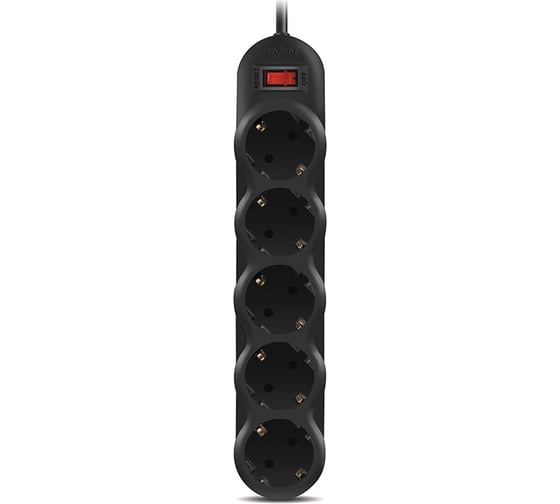 Фильтр SVEN SF-05L 5.0м, 5 розеток, черный SV-015084