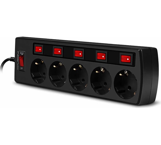 Фильтр SVEN SF-05PL 3.0м, 5 розеток, черный SV-015169