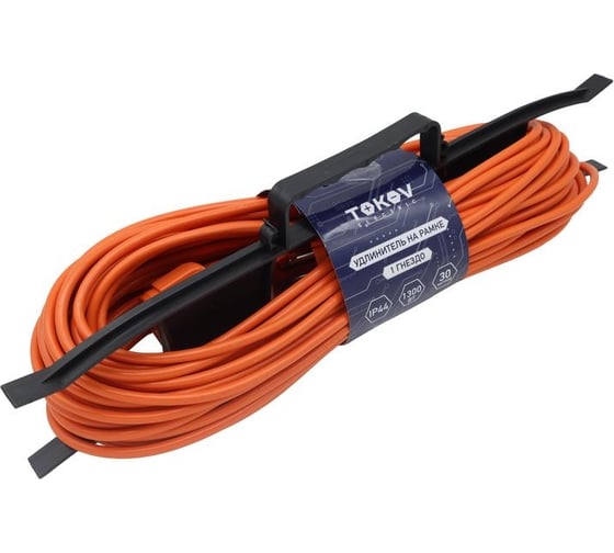 Удлинитель-шнур TOKOV ELECTRIC на рамке 1x30м без заземл. 6а ip44 2x0.75 с защ. крышкой TKE-SR30-075 1