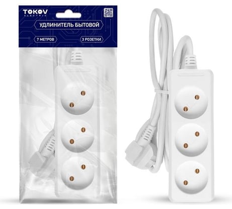 Удлинитель TOKOV ELECTRIC 3x7м без заземл. 10а 2x0.75 TKE-C01-BU3-7-075