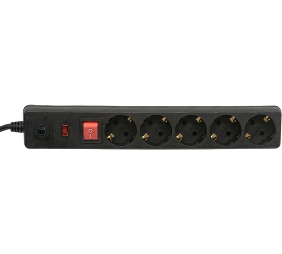 Удлинитель с сетевым фильтром TOKOV ELECTRIC 5x5м с заземл. с выкл. 16а с защ. от скачков напр. и перегрузок 3x1 черн. TKE-C05-SF5-5-ZV