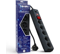 Удлинитель с сетевым фильтром TOKOV ELECTRIC 5x5м с заземл. с выкл. 16а с защ. от скачков напр. и перегрузок 3x1 сер. TKE-C06-SF5-5-ZV