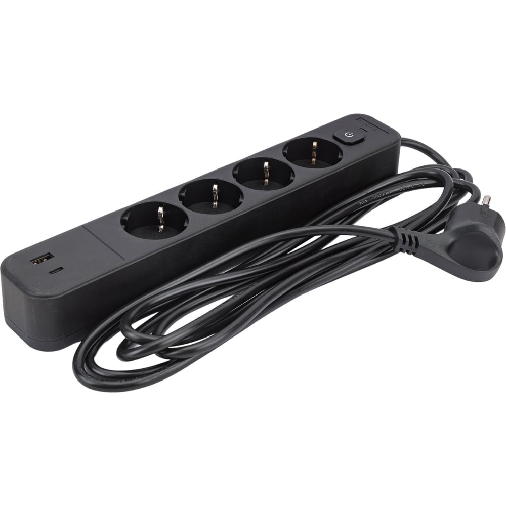 Сетевой фильтр ЭРА USF4es3m2xUSBACB с базовой защитой, с заземлением, с ...