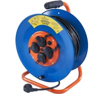 Силовой удлинитель на металлической катушке АБК-СИЛА 4 гнезда с заземлением и крышками IP44, длина кабеля 50м 2348409