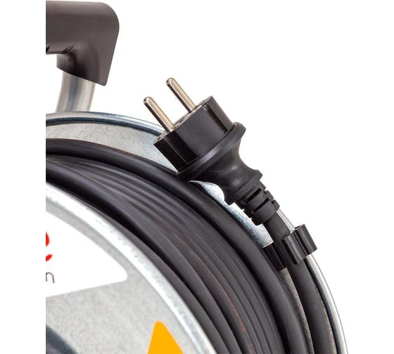 Удлинитель на катушке Комус металл кг 3x1.5кв.мм 30м 16 а 3600 вт ip44 заземление 4 розетки, 1406199