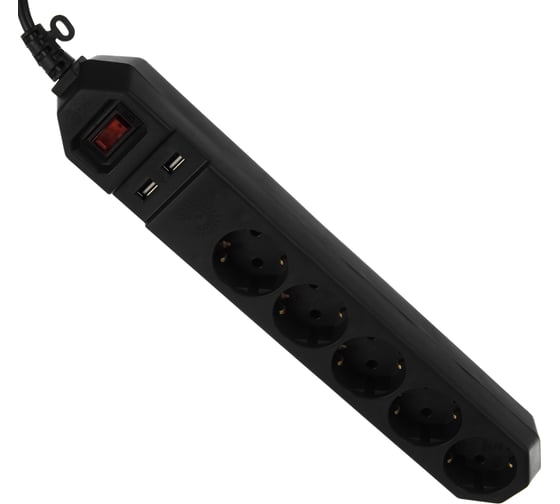 Сетевой фильтр ЭРА USF-5es-1.5m-USB-B черный Б0019036