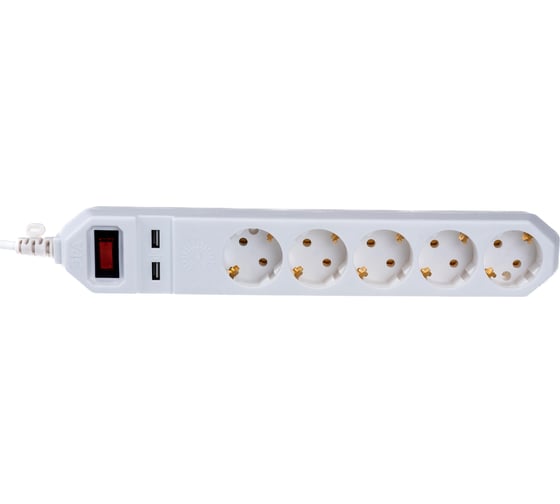 Сетевой фильтр ЭРА USF-5es-1.5m-USB-W белый Б0019037