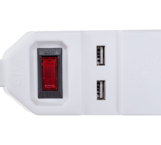 Сетевой фильтр ЭРА USF-5es-1.5m-USB-W белый Б0019037