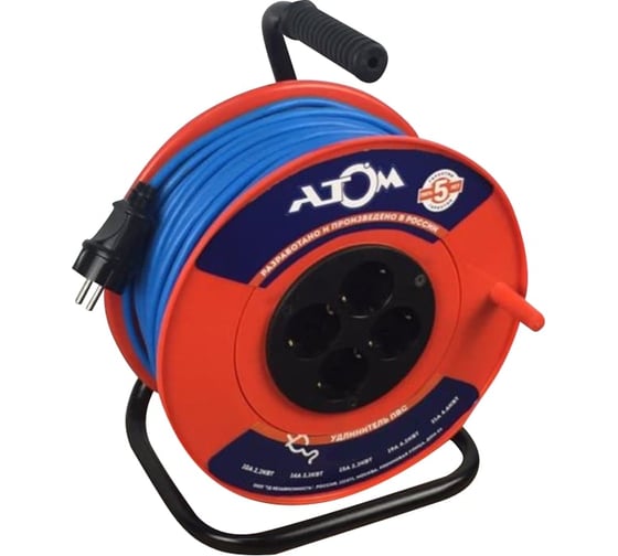 Удлинитель на катушке АТЛАНТ ПВС 2x1 50 м 40098 1