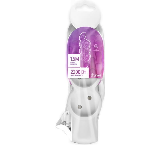 Удлинитель duwi 3 гнезда, без выключателя, без земли, 1,5 м 32001 4