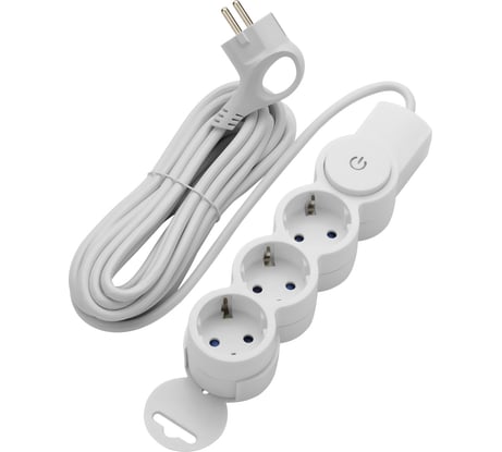 Удлинитель duwi 3 гнезда, с выключателем, с землей, со шторками, с держателем 5 м 32009 0