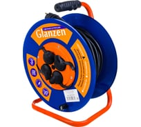 Морозостойкий силовой удлинитель на катушке GLANZEN 4 гнезда 30 м КГ 3х2,5 EB-30-011 00-00005303