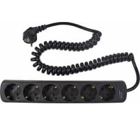 Удлинитель SCHWABE 6 розеток, 2.5м, витой кабель 3х1.5, 250В, 16А, 3500Вт, черный 11462AS