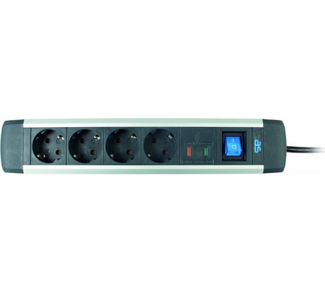 Сетевой фильтр SCHWABE ALUX 4 розетки, 1.5 метра, кабель 3х1.5, 230В, 16A, 3500Вт 18364AS