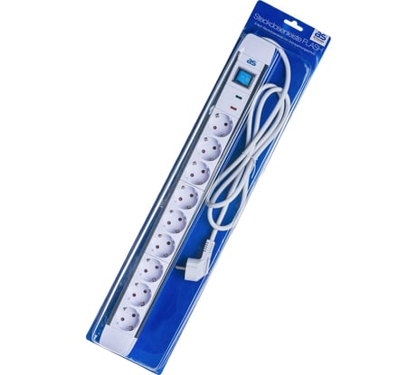 Сетевой фильтр SCHWABE FLASH 9 розеток, 1.5 метра, кабель 3х1.5, 230В, 16A, 3500Вт 18669AS