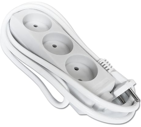 Бытовой удлинитель EUROTEX без заземления, 2*0,75мм*2м, 3 розетки, 8 A 085505-203