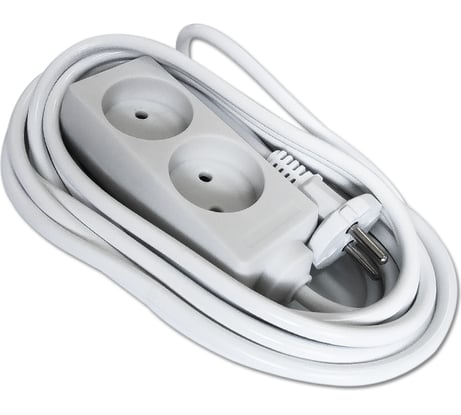 Бытовой удлинитель EUROTEX без заземления, 2*0,75мм*5м, 2 розетки, 8 A 085505-502