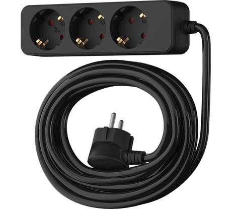 Сетевой удлинитель Фотон 16-103Е, 10м, 3 розетки, 16А, с заземлением, черный 22725