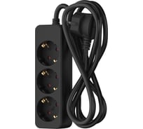 Сетевой удлинитель Фотон 16-33Е, 3м, 3 розетки, 16А, с заземлением, черный 22723