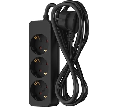 Сетевой удлинитель Фотон 16-33Е, 3м, 3 розетки, 16А, с заземлением, черный 22723