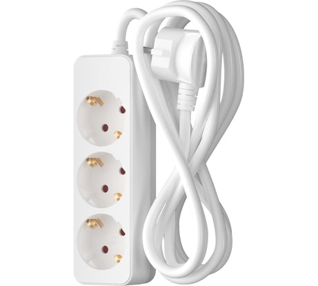 Сетевой удлинитель Фотон 16-53Е, 5м, 3 розетки, 16А, с заземлением, белый 11851