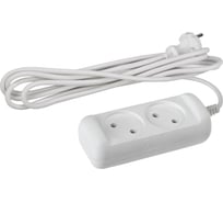 Удлинитель ЭРА U-2-1,5m Россия без зазeмления, 2х1мм2, 10А, ПВС, 2гн, 1,5м Б0028359