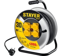 Силовой удлинитель на стальной катушке STAYER Pro 325 КГ 3x2.5 30м 55076-30_z01 27630162