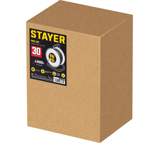 Силовой удлинитель на стальной катушке STAYER Pro 325 КГ 3x2.5 30м 55076-30_z01