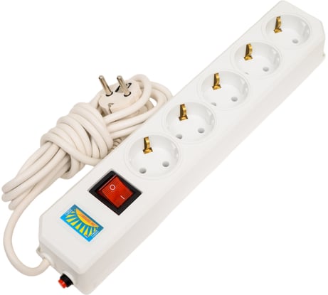 Сетевой фильтр ПЕРЕСВЕТ+ удлинитель на 5 гнезда, шнур ПВС 3х0,75, 3м 4620003921926